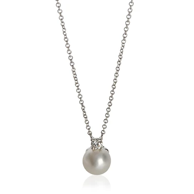 Pre-Owned Tiffany & Co White Gold Pearl and Diamond Signature Pendant