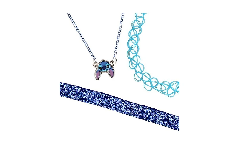 Disney Lilo & Stitch Necklace Trio - 3-Piece Choker Necklace Set with 1 Stretch Necklace and 2 12"+3" Necklaces