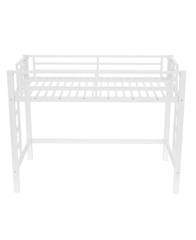 Streamdale Furniture Metal Loft Bed with Ladder and Guardrails