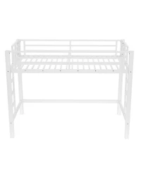 Streamdale Furniture Metal Loft Bed with Ladder and Guardrails