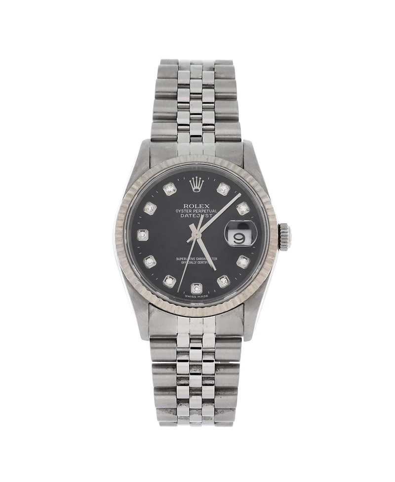 Pre-Owned Rolex Oyster Perpetual Datejust Automatic Watch in Stainless Steel and Gold with Diamond Markers 36mm