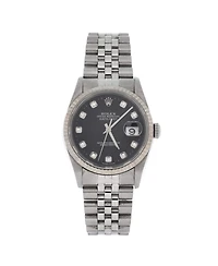 Pre-Owned Rolex Oyster Perpetual Datejust Automatic Watch in Stainless Steel and Gold with Diamond Markers 36mm