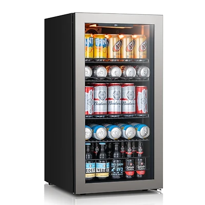 Ca'Lefort Beverage Refrigerator Cooler, 105-Can Mini Freestanding Beverage Fridge with Glass Door for Home or Bar