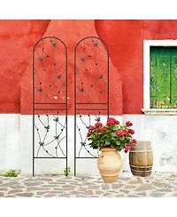 Clihome Metal Garden Trellis 86.7" x 19.7" Rustproof Trellis for Climbing Plants Outdoor Flower Support Butterfly Deco