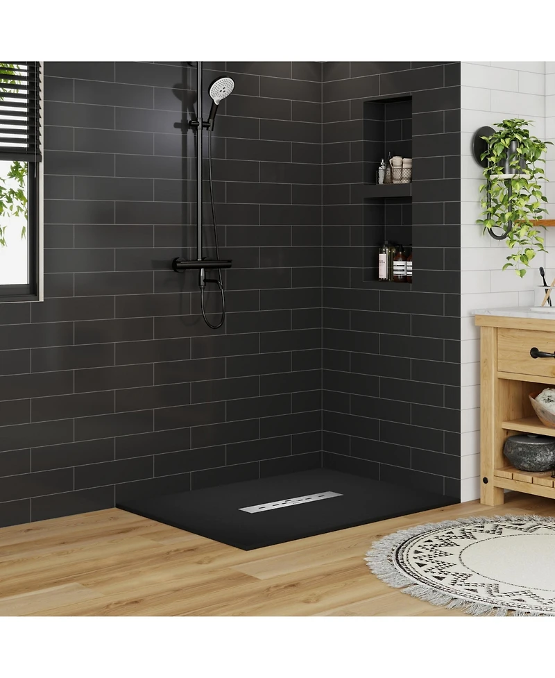 Casainc Low-Profile Smc Shower Base with Non-Slip Smc Solid Surface