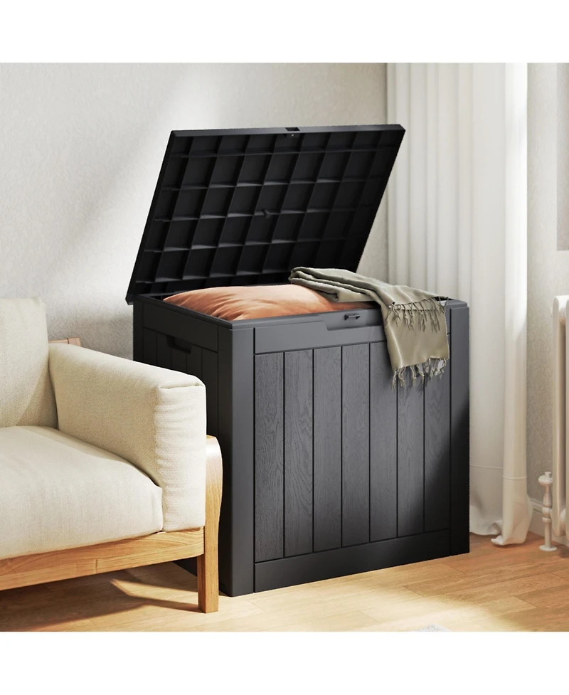 Yiortwo 31 Gallon Lockable Deck Box, Waterproof Resin Outdoor Storage with Lid