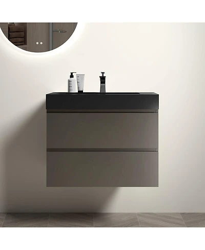Sillysis 30" Floating Bathroom Vanity with Sink, Wall Mounted Modern Storage Cabinet without Faucet, Pre-Assembled