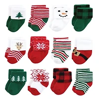 Hudson Baby Infant Cotton Rich Newborn and Terry Socks 12-Pack