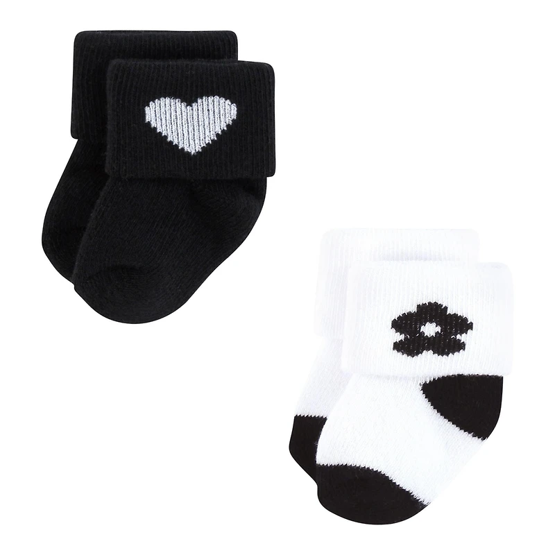 Hudson Baby Girls Cotton Rich Newborn and Terry Socks 8-Pack