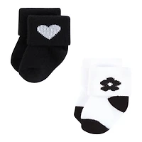 Hudson Baby Girls Cotton Rich Newborn and Terry Socks 8-Pack