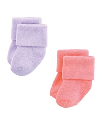 Hudson Baby Infant Girls Cotton Rich Newborn and Terry Socks -Pack