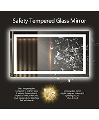 Rainsken 24x32 Inch Led Bathroom Mirror, Wall Mounted Anti-Fog Vanity Mirror, Shatterproof, Explosion-Resistant for Bathroom