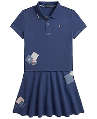 Polo Ralph Lauren Girls' 7-16 Short-Sleeve Shirt and Skirts, 2-Piece Set
