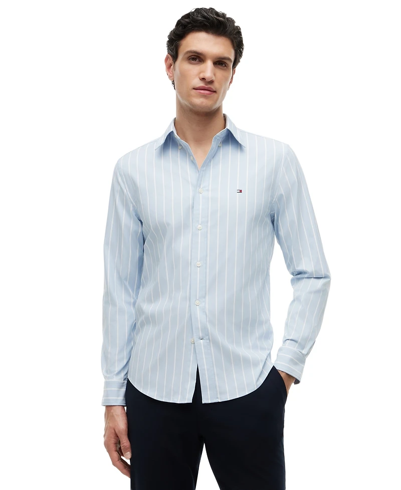 Tommy Hilfiger Men's Performance Poplin Stripe Shirt