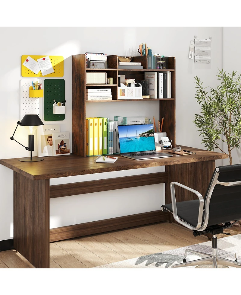 Gymax 3 Tier Desktop Bookshelf with 6 Shelves Desk Organizer for Computer