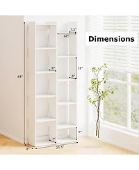 Gymax 11 Tier Bookcase with Anti Tipping Kits Wood Display Shelf Tree Shaped Bookshelf