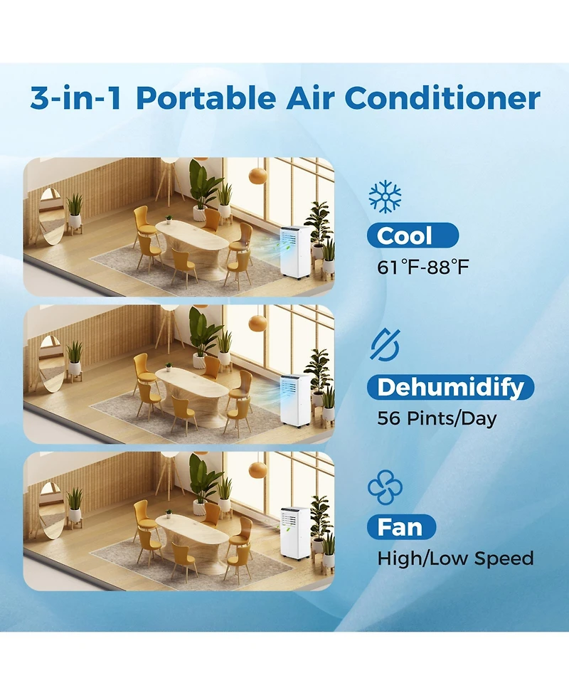 Ecooso 10000 Btu Portable Air Conditioner 3 in 1 Floor Ac Unit with Fan and Dehumidifier