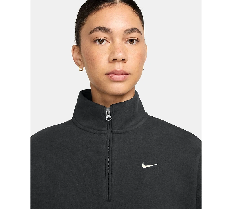 Nike Studio Fleece Women's Oversized 1/4-Zip Cropped Top