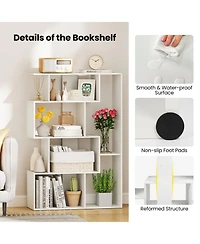 Gymax 2 Pieces 47 Inch Open-back Geometric Bookshelf Free Standing Storage Shelf Unit