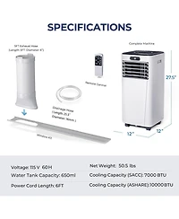 Ecooso 10000 Btu 4-in-1 Portable Air Conditioner for Rooms up to 350 sq.ft