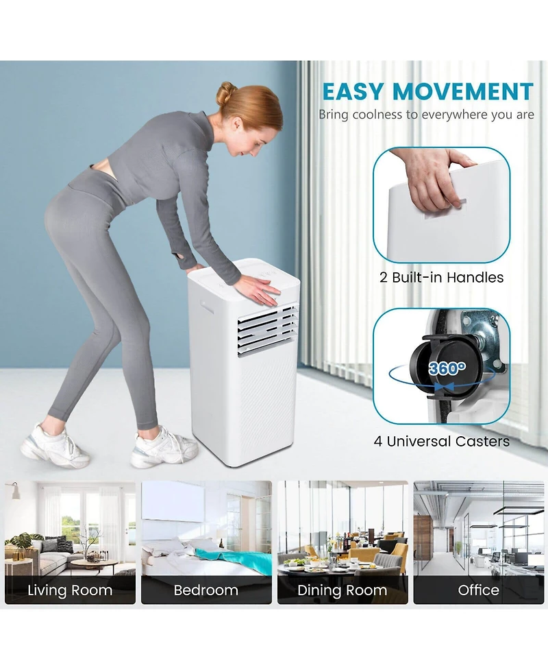 Ecooso 8000 Btu(Ashrae) Portable Air Conditioner Cools 250 Square Feet with Timer