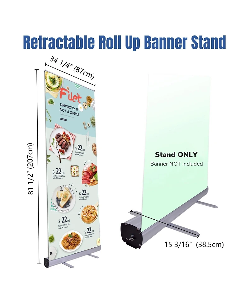 Yescom 2x Economy 33"x79" Retractable Roll Up Banner Stand Trade Show Display