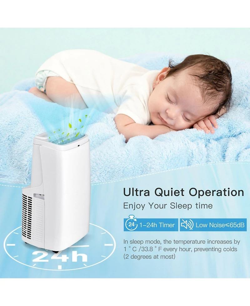 Ecooso 9000 Btu(Ashrae) 3-in-1 Portable Air Conditioner with Remote Control