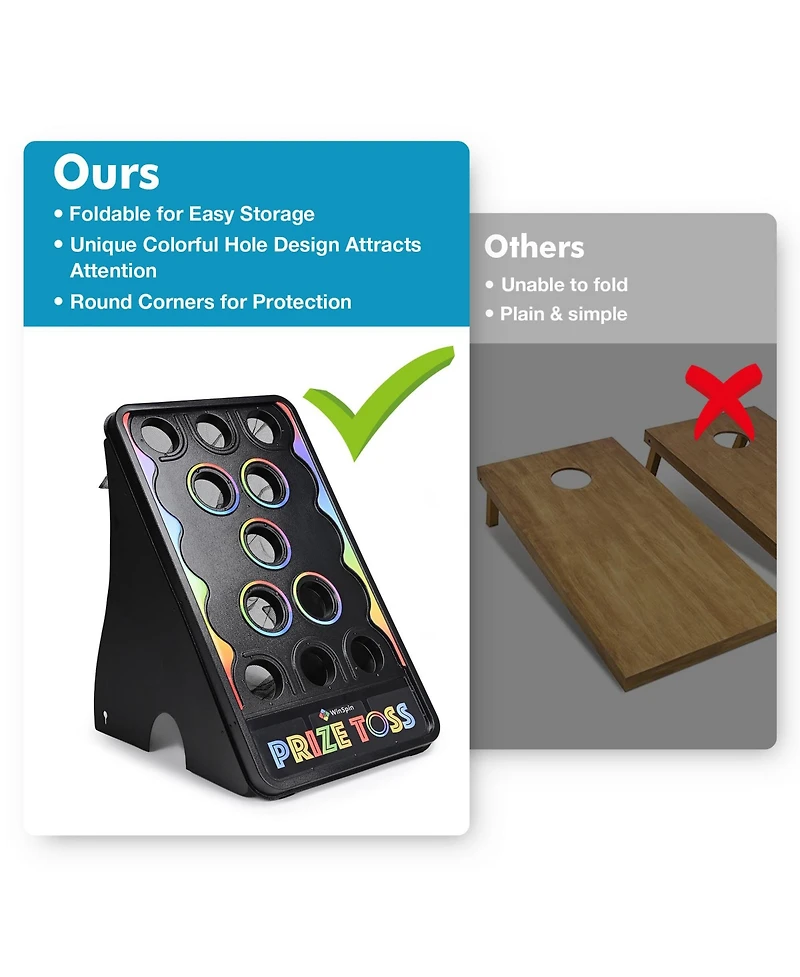 WinSpin Bean Bag Toss Game and Mini Prize Drop Board for Carnival Events School