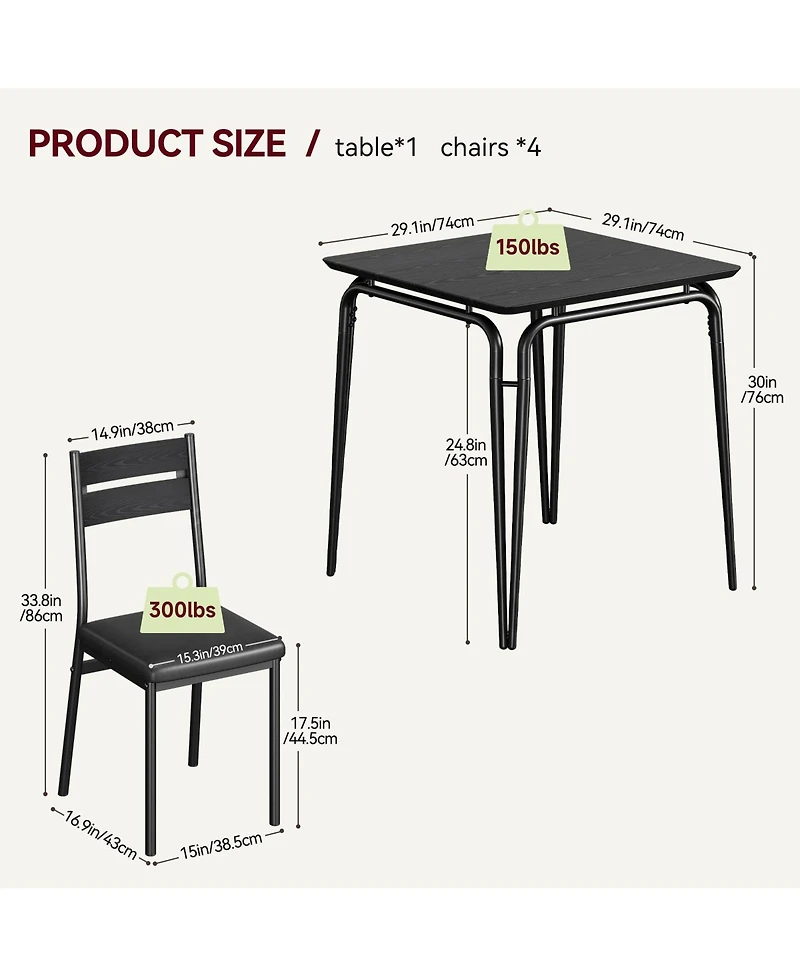 gaomon Dining Table for 2, Small and Chairs Set of Square Dinette 3 Piece Kitchen & Room Sets