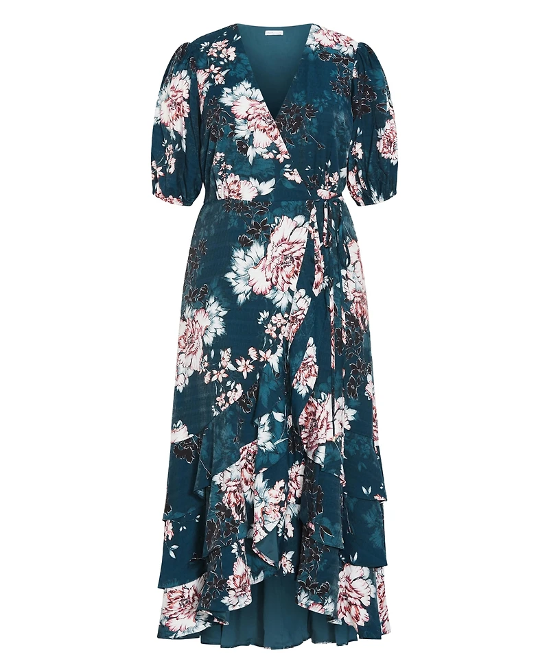 City Chic Plus Size Bri Floral Wrap Dress