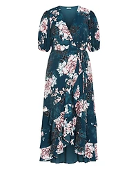 City Chic Plus Size Bri Floral Wrap Dress