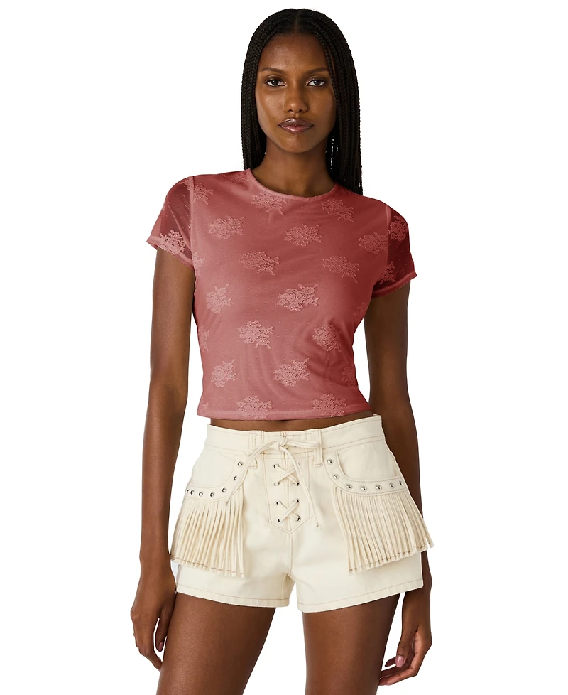 Steve Madden Women's Cropped Round Neck Top