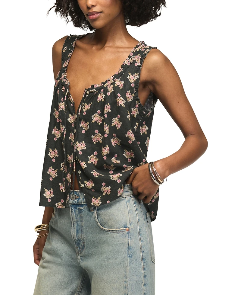 Lucky Brand Women's Scoop Neck Floral Printed Swing Tank Top