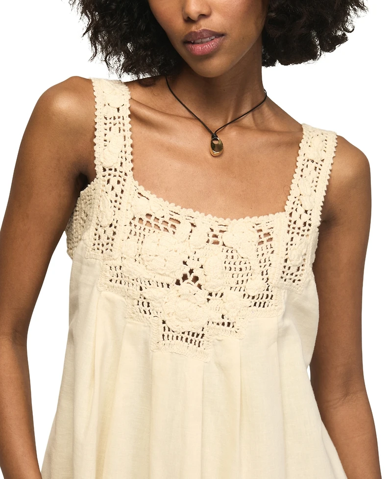 Lucky Brand Women's Crochet Sleeveless Mini Shift Dress