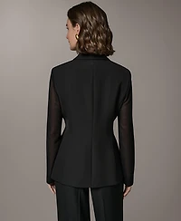 Donna Karan New York Petite Double-Breasted Long-Sleeve Blazer