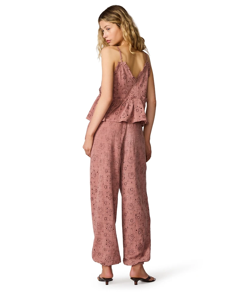 Steve Madden Women's Tillie Eyelet Pull-On Ankle Pants