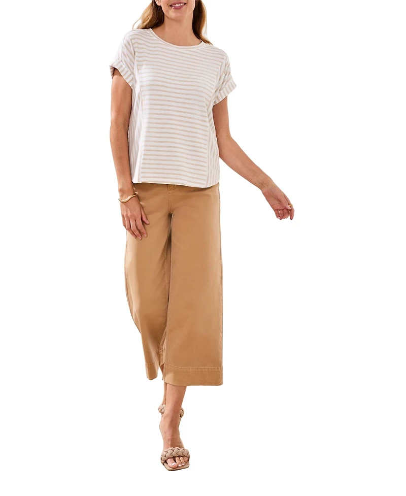 Tribal Women's Cuffed Sleeve French Terry Top