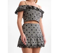 Guess Women's Marilyn Plaid Ruffle Detail Mini Skirt