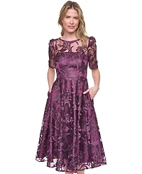 Eliza J Women's Elbow-Sleeve Illusion Yoke Dress