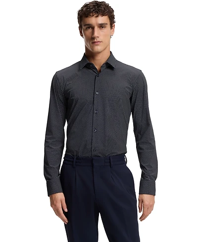 Boss by Hugo Men's Printed Performance-Stretch Jersey Slim-Fit Dress Shirt