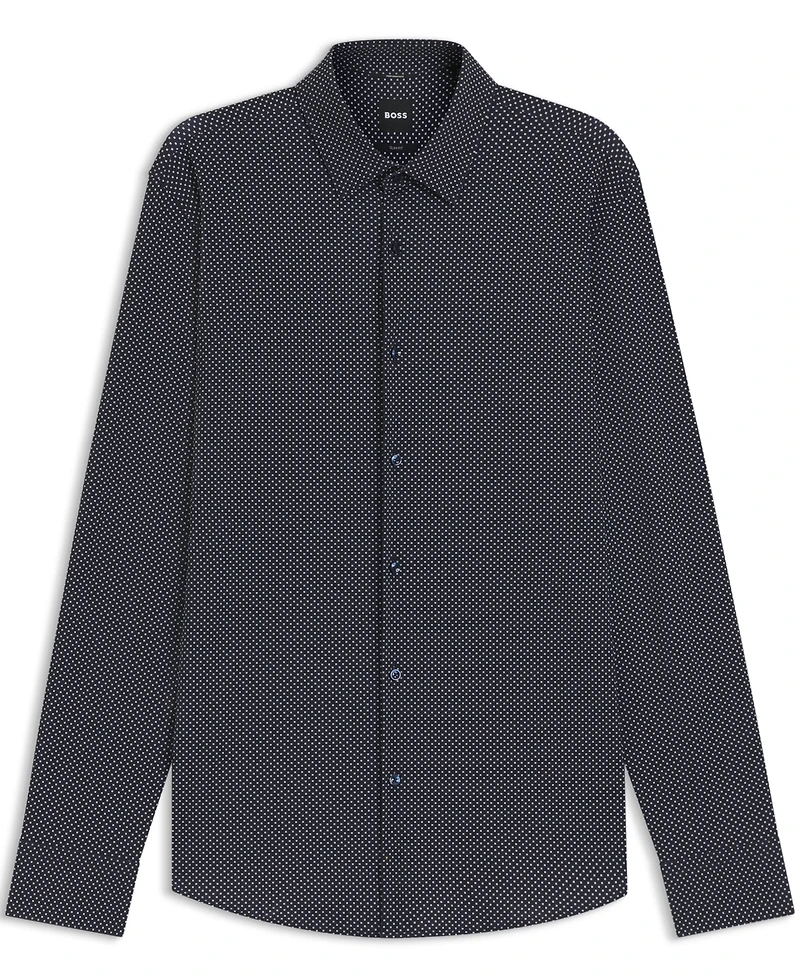 Boss by Hugo Men's Printed Performance-Stretch Jersey Slim-Fit Dress Shirt