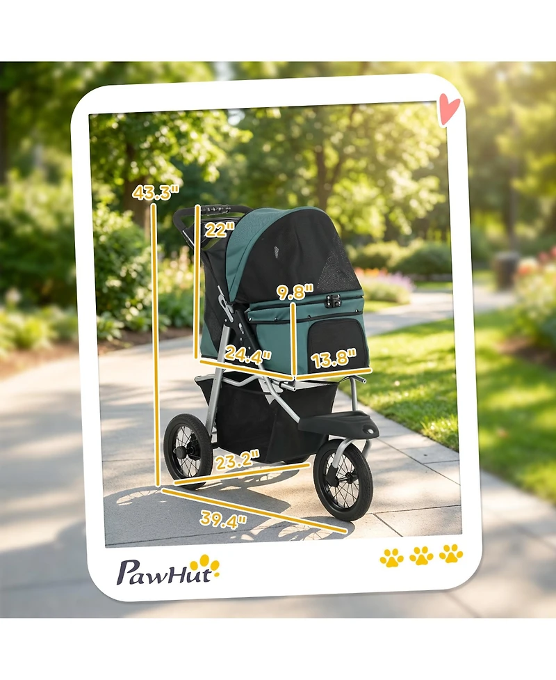 PawHut Foldable Dog Stroller with Wheels for Small Dogs
