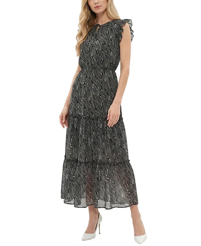 Ny Collection Petite Flutter Sleeve Tiered Dress