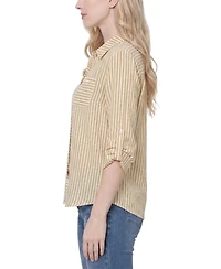 Ny Collection Petite 3/4 Sleeve Roll Tab Blouse