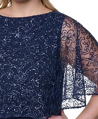 Jessica Howard Plus Capelet Boat Neck Gown