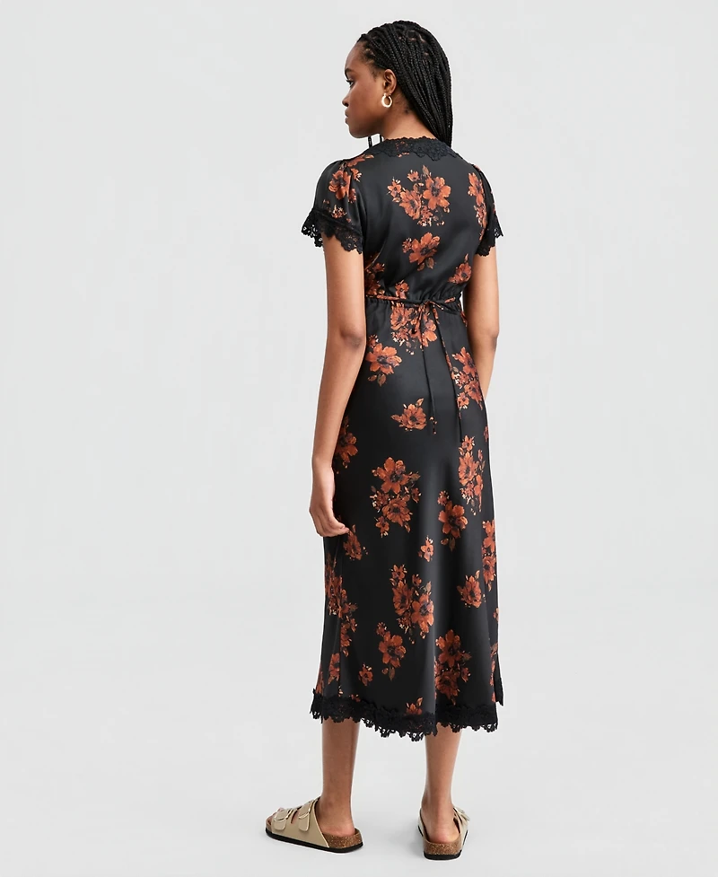 And Now This Women's Satin Lace Trim Dress, Macy's Exclusive