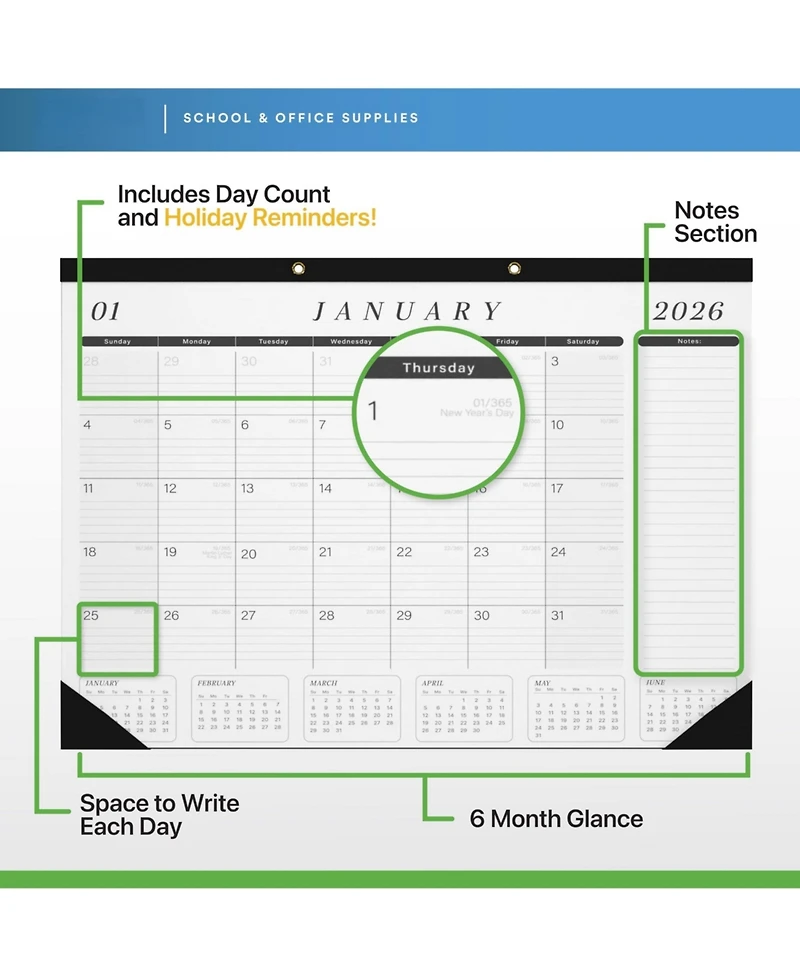 Gnuadz Desk Calendar 2026-2027 Blotter Planner
