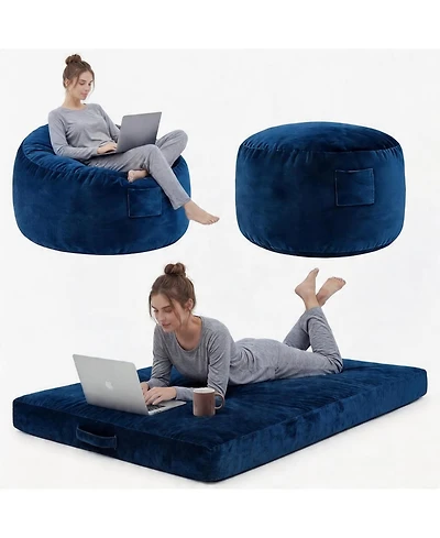 gaomon 4 in 1 Adult Bean Bag Chair, 4ft - Memory Foam Filler and Removable Cover
