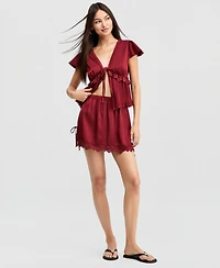 And Now This Women's Satin Lace-Trim Mini Skirt, Macy's Exclusive
