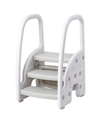 homfan 3 Step Toddler Step Stool with Handles, Lightweight Non-Slip Standing Helper for Bathroom, Kitchen and Potty Training
